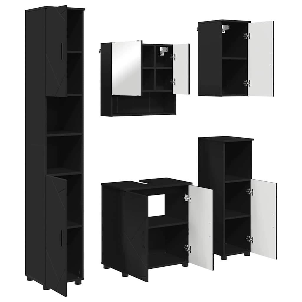 Badezimmermöbel-Set 5 stk. Schwarz 61 x 35 x 64 cm
