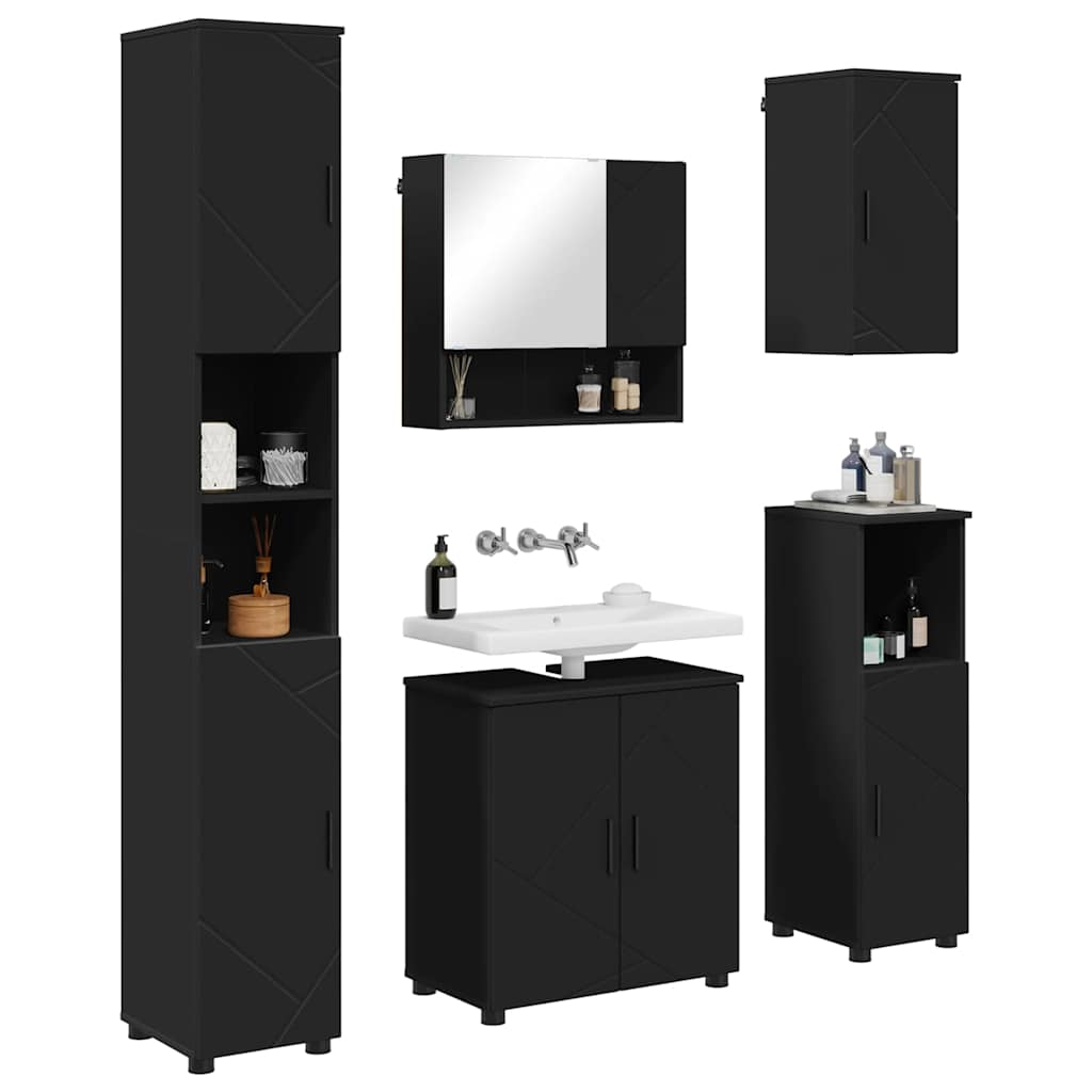 Badezimmermöbel-Set 5 stk. Schwarz 61 x 35 x 64 cm