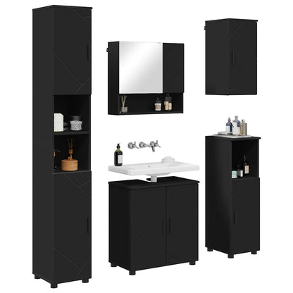 Badezimmermöbel-Set 5 stk. Schwarz 61 x 35 x 64 cm
