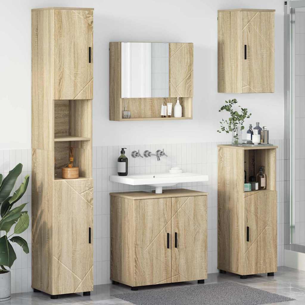 Badezimmermöbel-Set 5 stk. Sonoma-Eiche 61 x 35 x 64 cm
