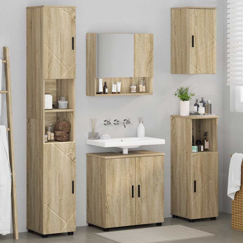 Badezimmermöbel-Set 5 stk. Sonoma-Eiche 61 x 35 x 64 cm