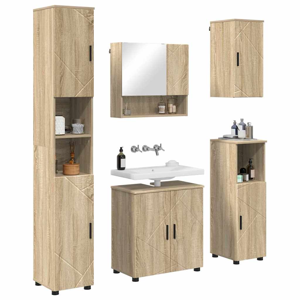 Badezimmermöbel-Set 5 stk. Sonoma-Eiche 61 x 35 x 64 cm