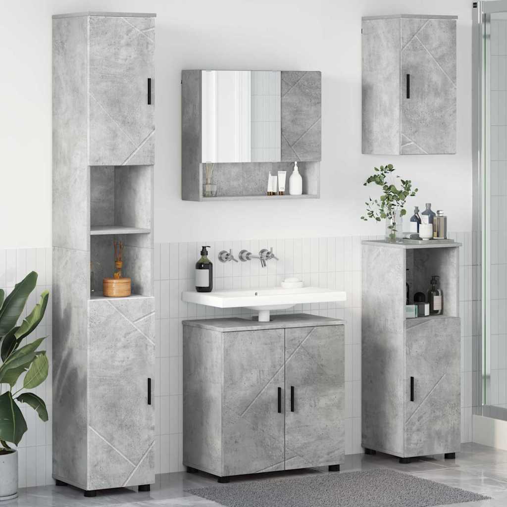 Badezimmermöbel-Set 5 stk. Beton Grau 61 x 35 x 64 cm