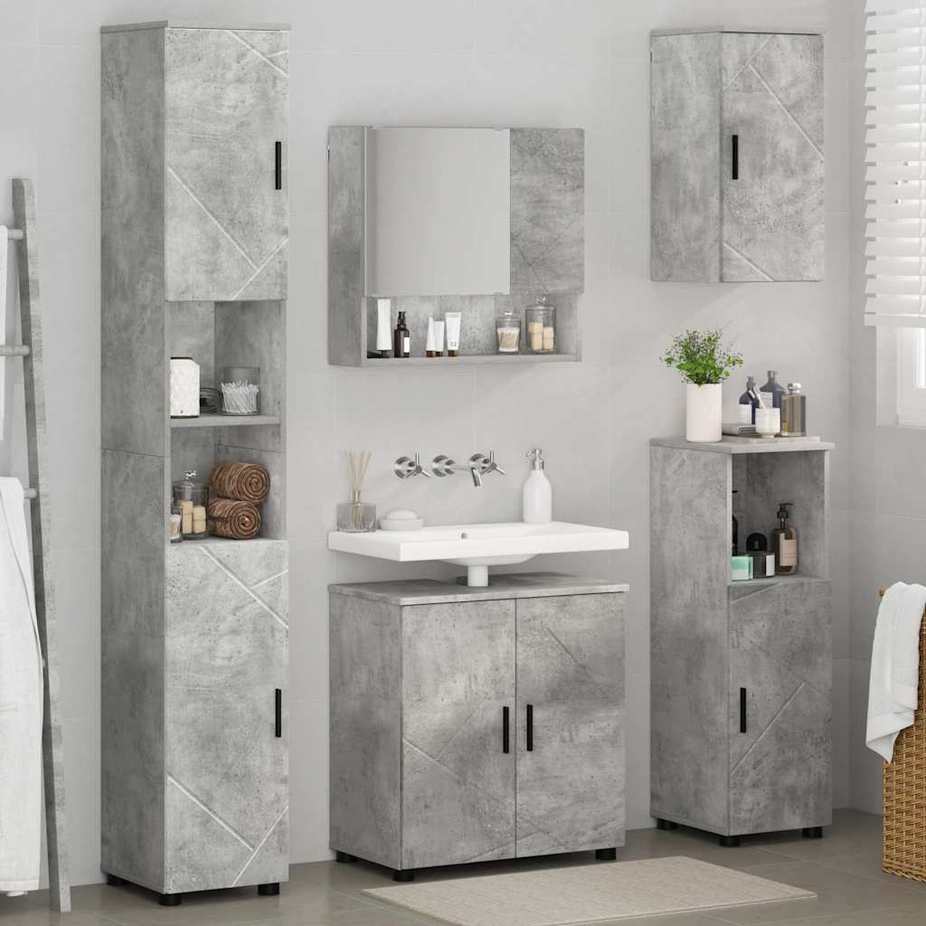 Badezimmermöbel-Set 5 stk. Beton Grau 61 x 35 x 64 cm