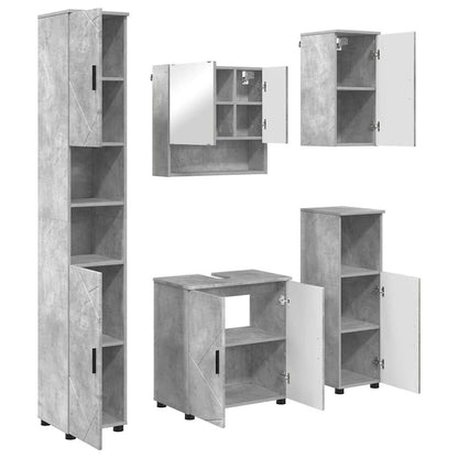 Badezimmermöbel-Set 5 stk. Betongrau 61 x 35 x 64 cm