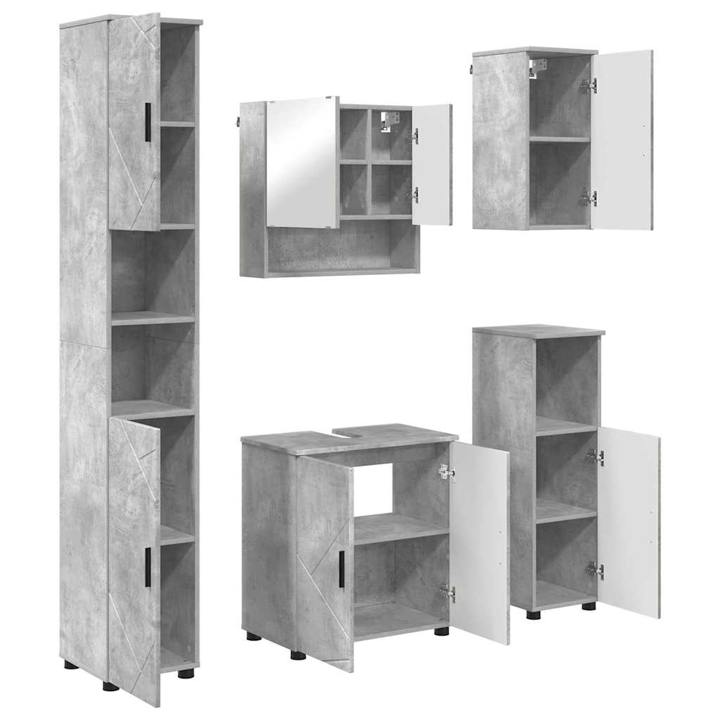 Badezimmermöbel-Set 5 stk. Beton Grau 61 x 35 x 64 cm