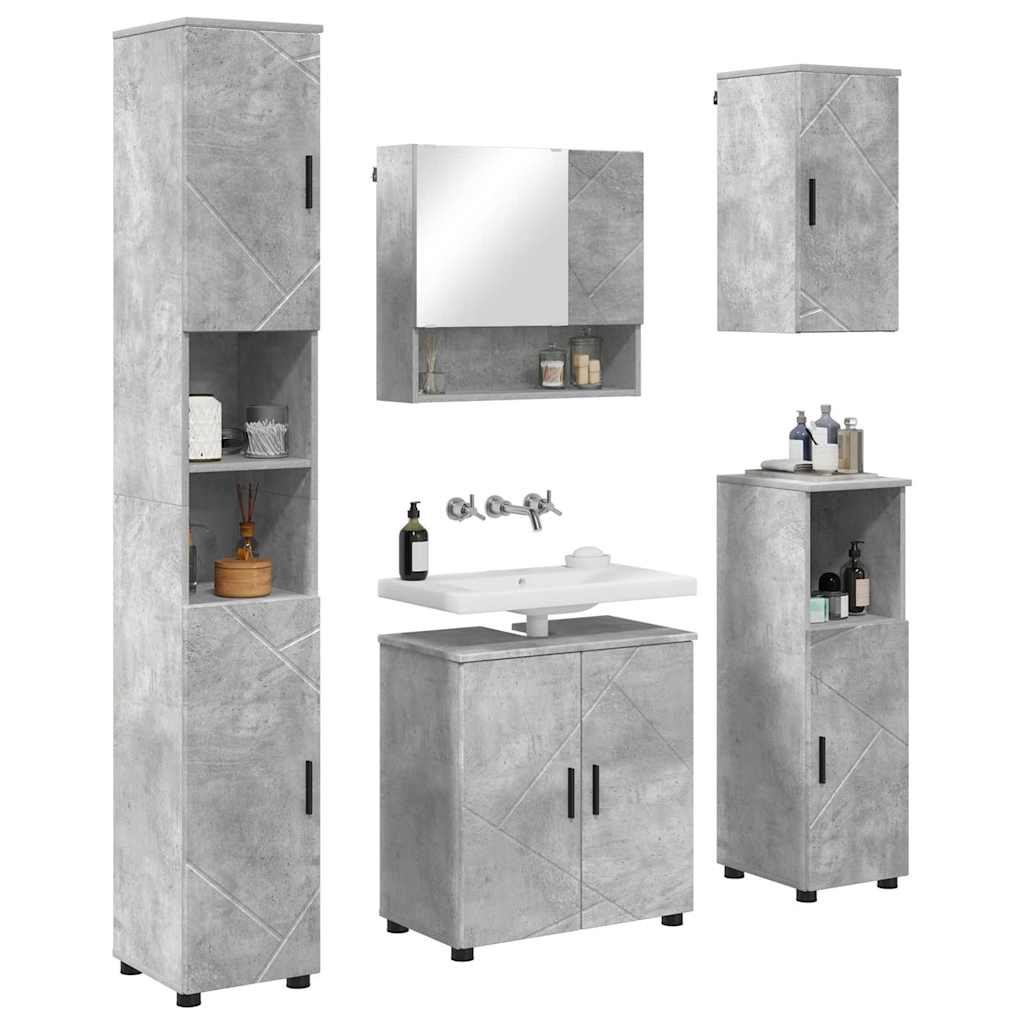 Badezimmermöbel-Set 5 stk. Beton Grau 61 x 35 x 64 cm