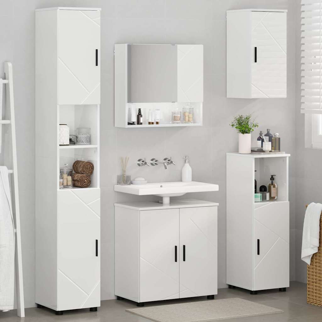 Badezimmermöbel-Set 5 stk. Hochglanz Weiß 61 x 35 x 64 cm