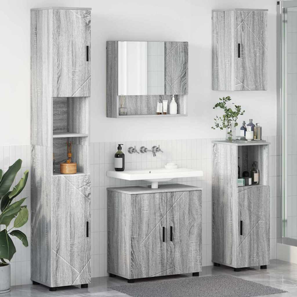 Badezimmermöbel-Set 5 stk. Graues Sonoma 61 x 35 x 64 cm