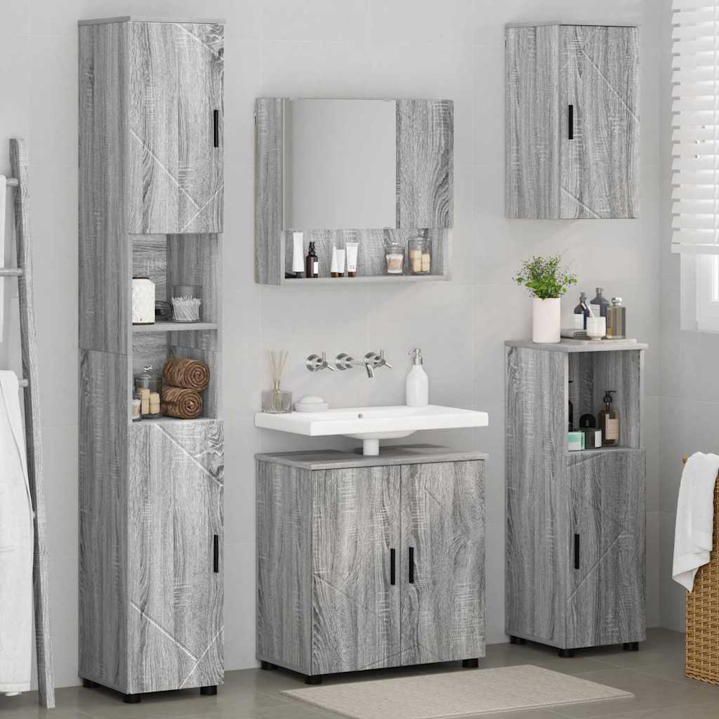 Badezimmermöbel-Set 5 stk. Graues Sonoma 61 x 35 x 64 cm