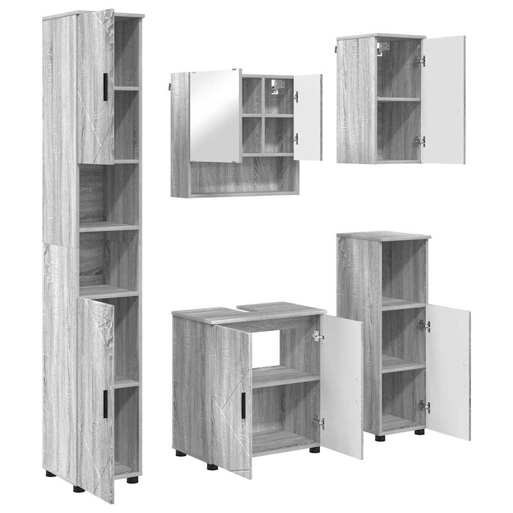 Badezimmermöbel-Set 5 stk. Graues Sonoma 61 x 35 x 64 cm