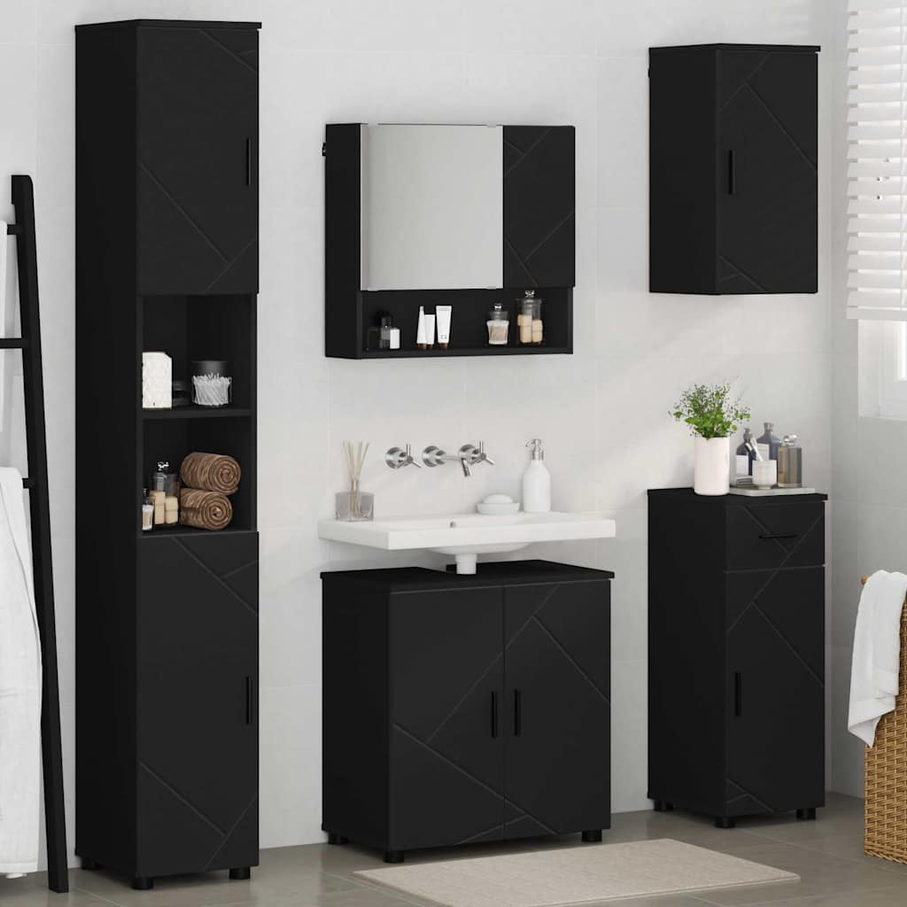 Badezimmermöbel-Set 5 stk. Schwarz 61 x 35 x 64 cm