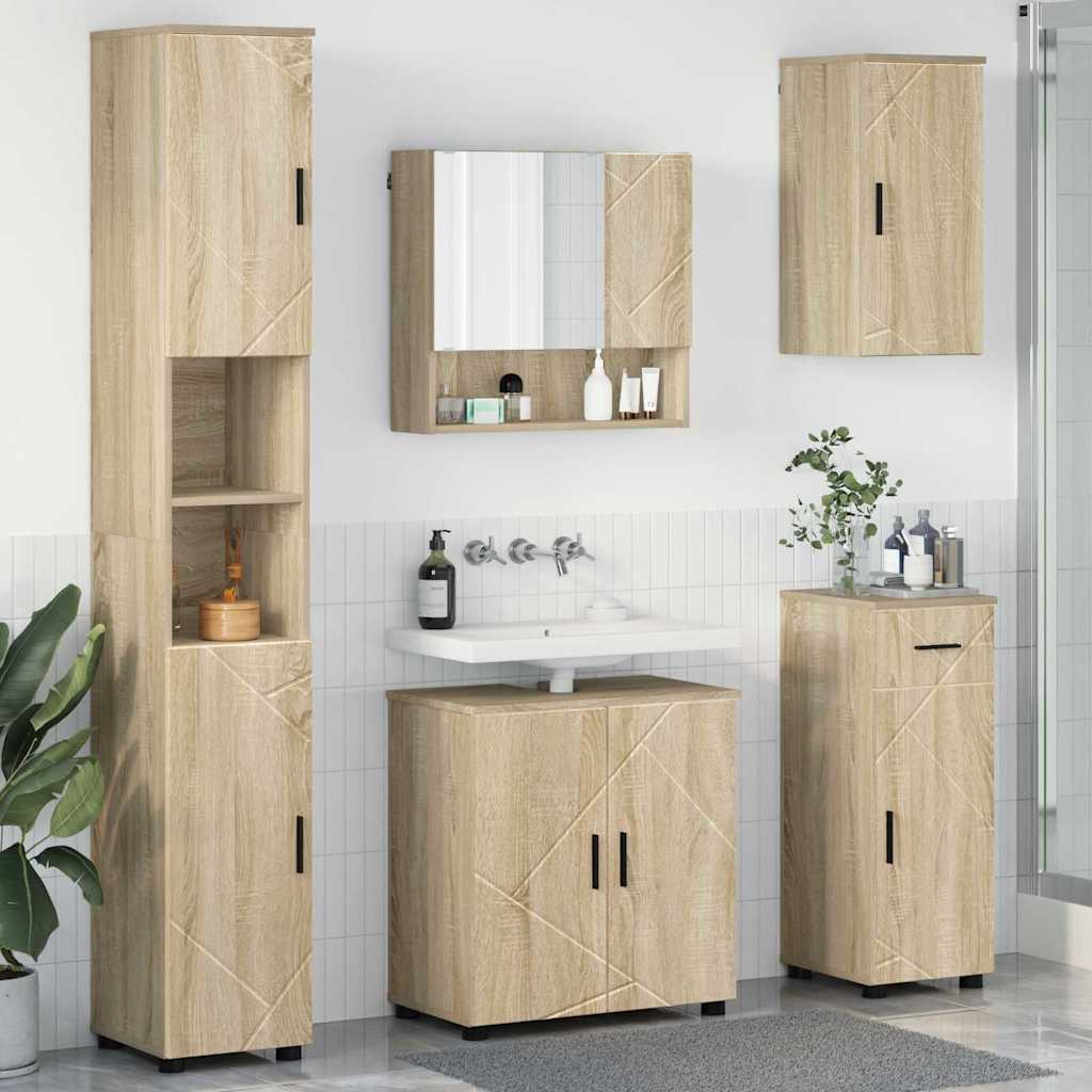 Badezimmermöbel-Set 5 stk. Sonoma-Eiche 61 x 35 x 64 cm