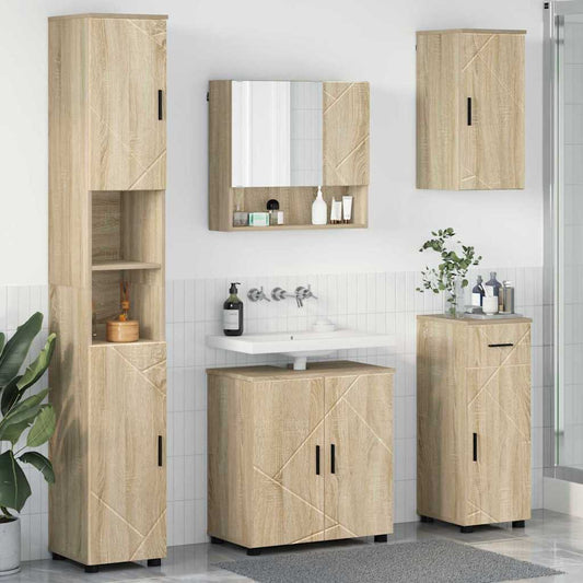 Badezimmermöbel-Set 5 stk. Sonoma-Eiche 61 x 35 x 64 cm