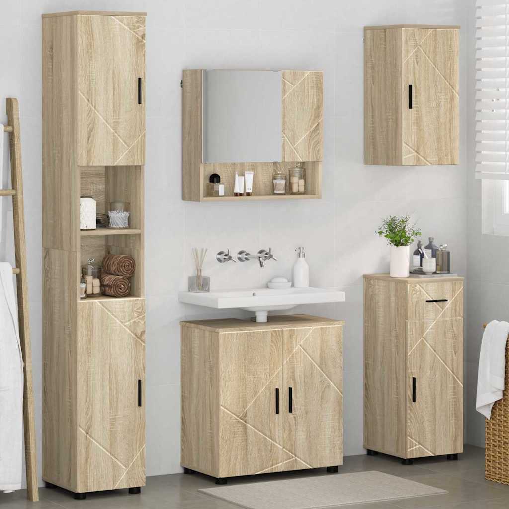 Badezimmermöbel-Set 5 stk. Sonoma-Eiche 61 x 35 x 64 cm
