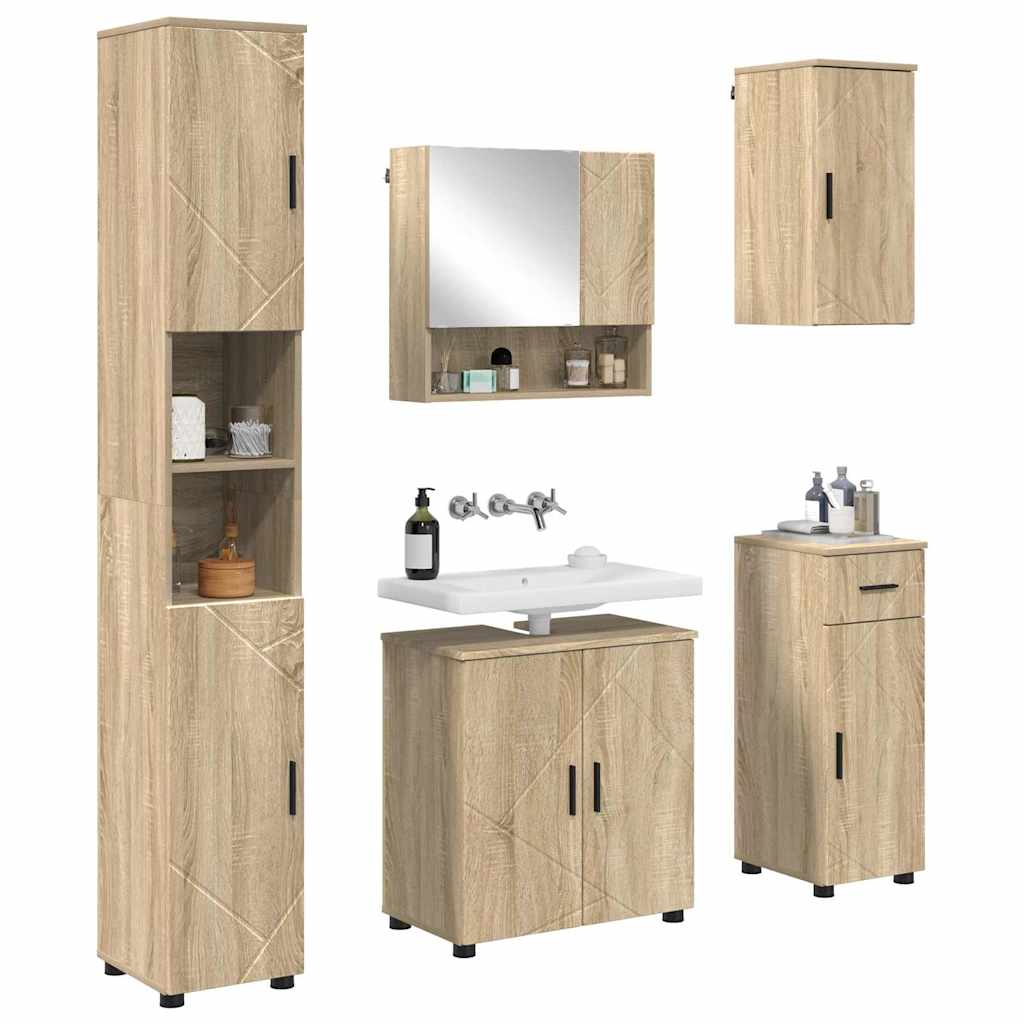 Badezimmermöbel-Set 5 stk. Sonoma-Eiche 61 x 35 x 64 cm