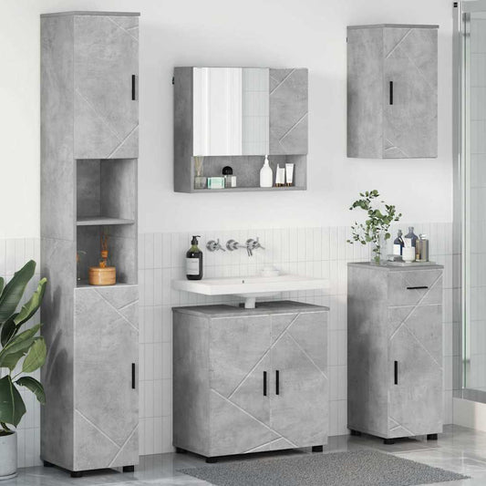 Badezimmermöbel-Set 5 stk. Beton Grau 61 x 35 x 64 cm