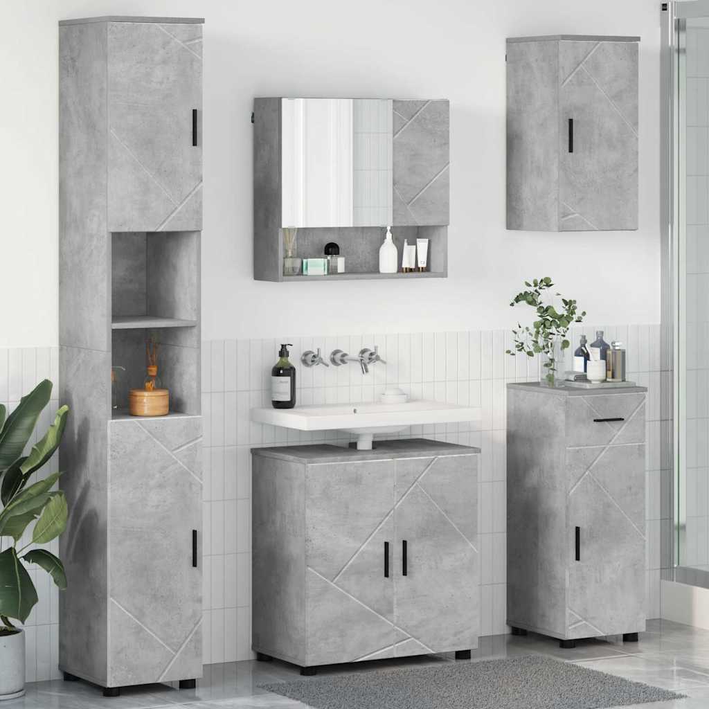 Badezimmermöbel-Set 5 stk. Betongrau 61 x 35 x 64 cm