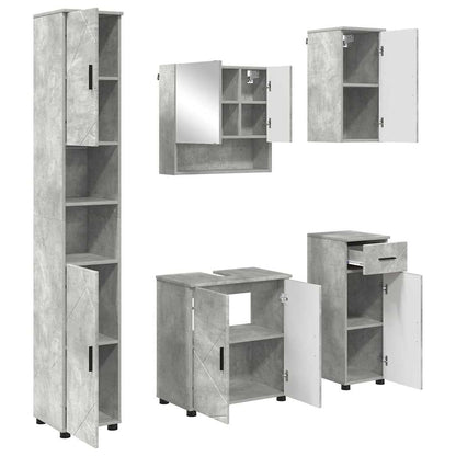 Badezimmermöbel-Set 5 stk. Betongrau 61 x 35 x 64 cm