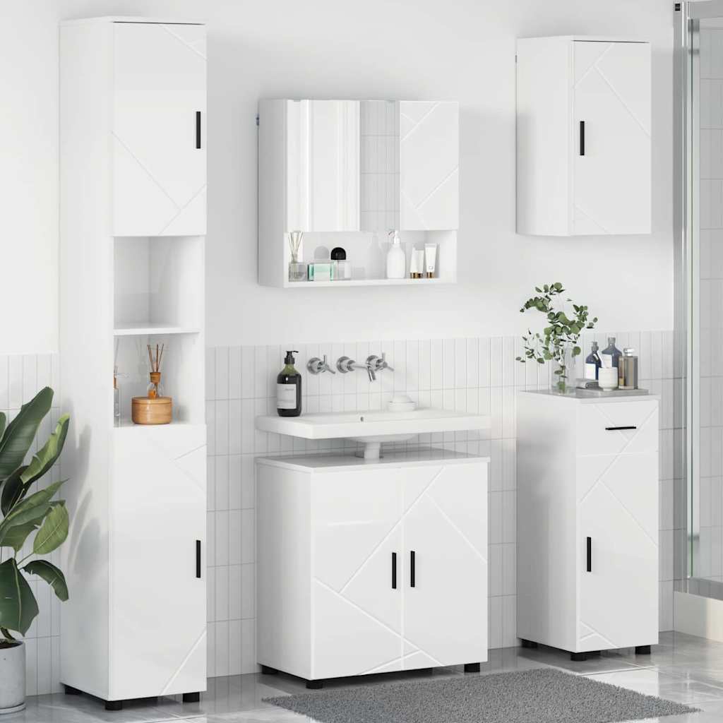 Badezimmermöbel-Set 5 stk. Hochglanz Weiß 61 x 35 x 64 cm