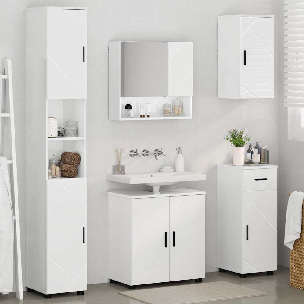 Badezimmermöbel-Set 5 stk. Hochglanz Weiß 61 x 35 x 64 cm