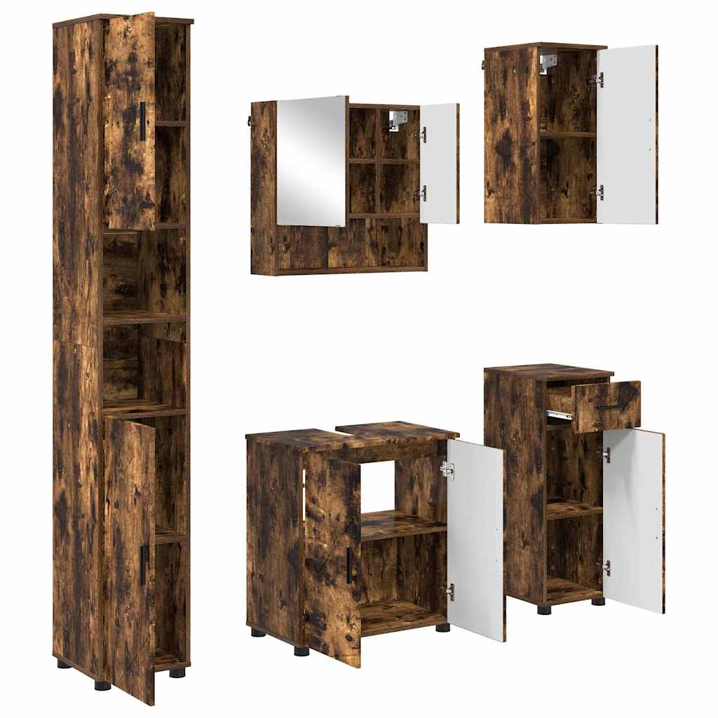 Badezimmermöbel-Set 5 stk. Räuchereiche 61 x 35 x 64 cm