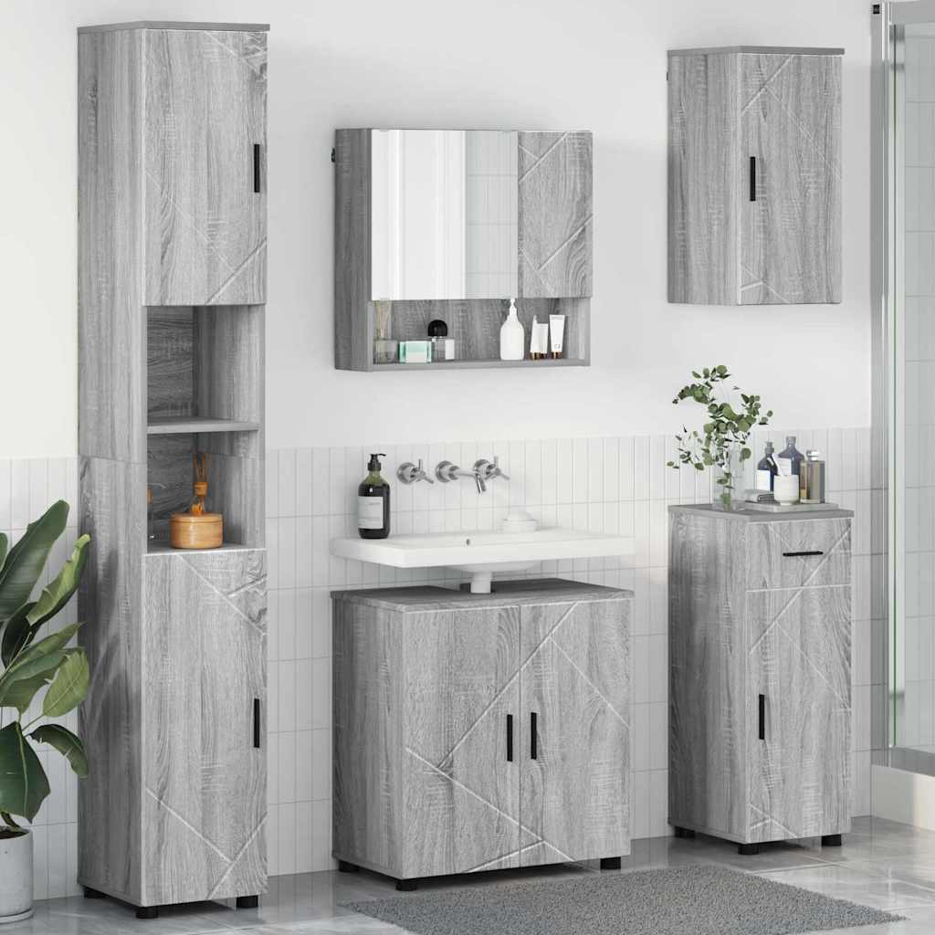 Badezimmermöbel-Set 5 stk. Graues Sonoma 61 x 35 x 64 cm