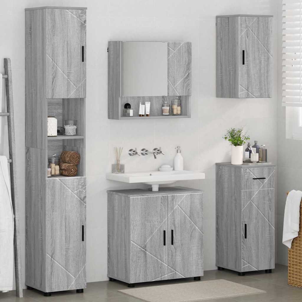Badezimmermöbel-Set 5 stk. Graues Sonoma 61 x 35 x 64 cm