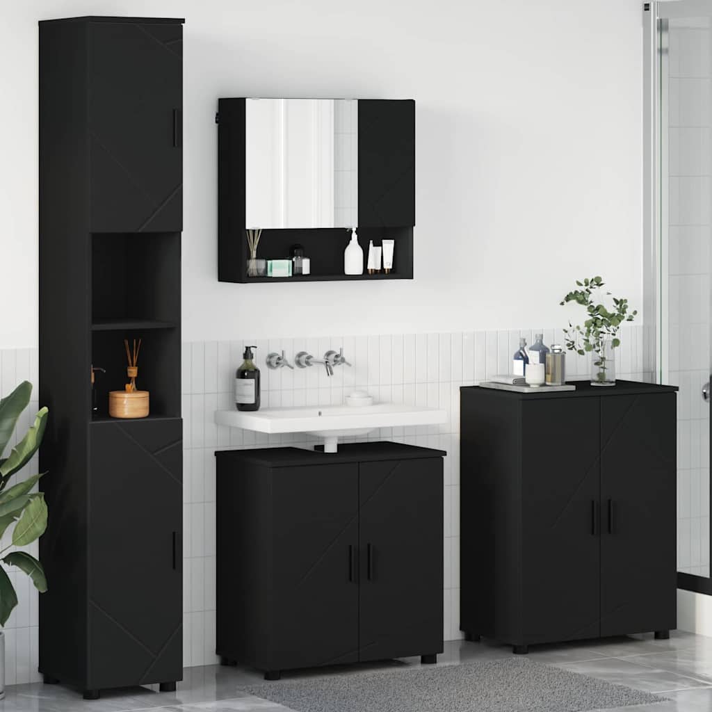 Badezimmermöbel-Set 4 stk. Schwarz 61 x 35 x 64 cm