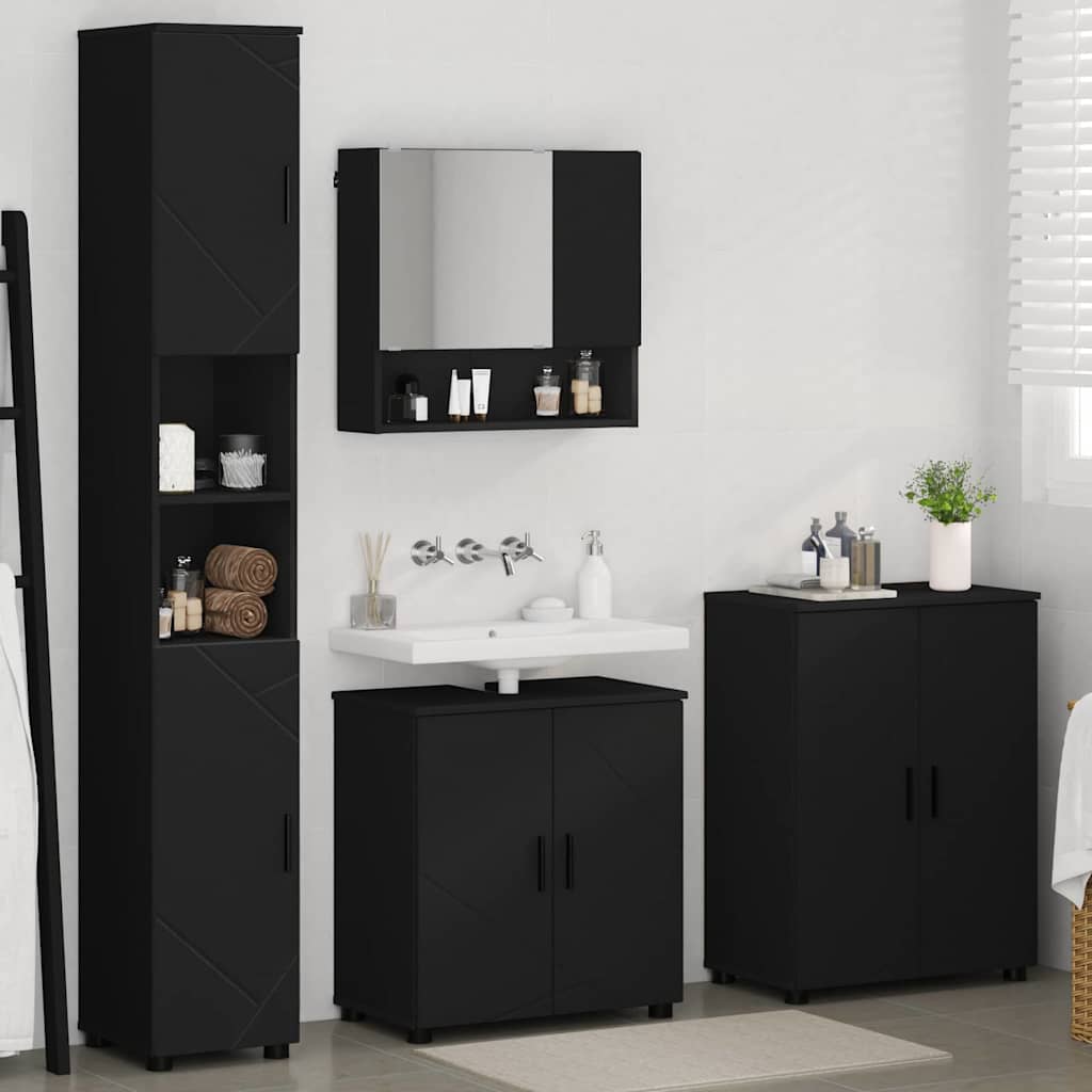 Badezimmermöbel-Set 4 stk. Schwarz 61 x 35 x 64 cm