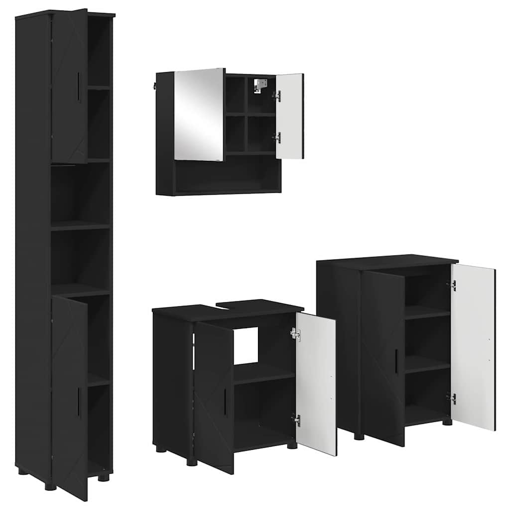 Badezimmermöbel-Set 4 stk. Schwarz 61 x 35 x 64 cm