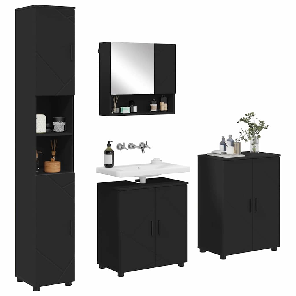 Badezimmermöbel-Set 4 stk. Schwarz 61 x 35 x 64 cm