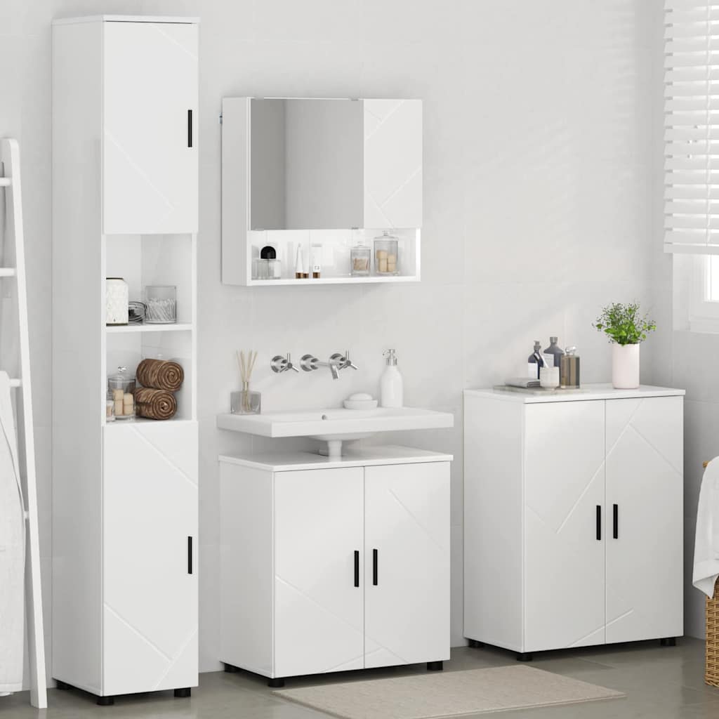 Badezimmermöbel-Set 4 stk. Hochglanz Weiß 61 x 35 x 64 cm