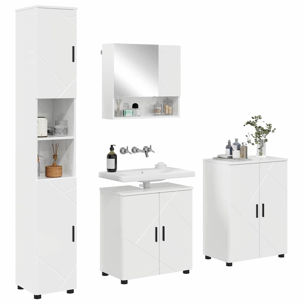 Badezimmermöbel-Set 4 stk. Hochglanz Weiß 61 x 35 x 64 cm