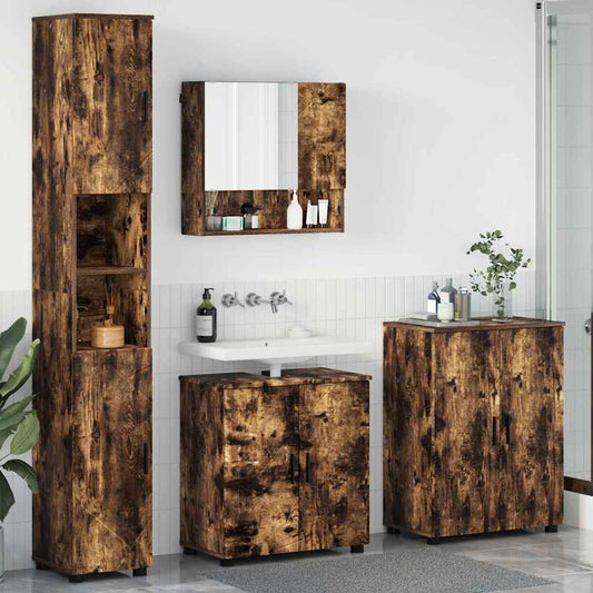 Badezimmermöbel-Set 4 stk. Geräucherte Eiche 61 x 35 x 64 cm