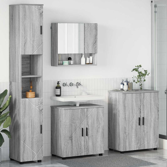 Badezimmermöbel-Set 4 stk. Graues Sonoma 61 x 35 x 64 cm