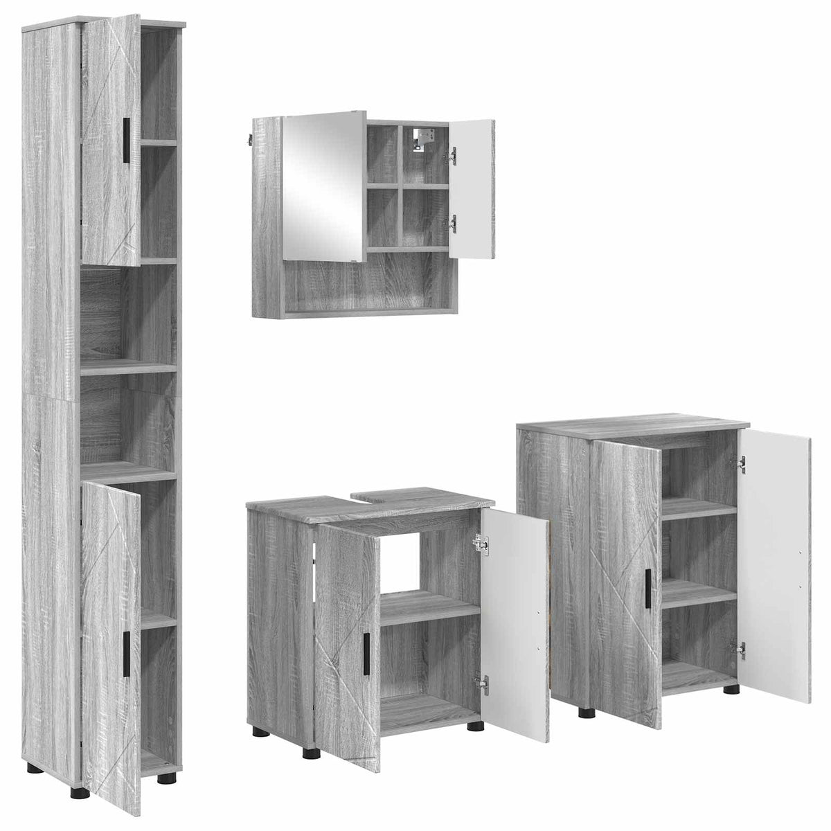 Badezimmermöbel-Set 4 stk. Graues Sonoma 61 x 35 x 64 cm