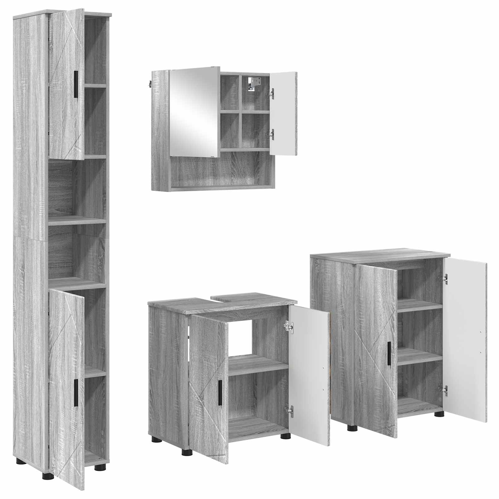 Badezimmermöbel-Set 4 stk. Graues Sonoma 61 x 35 x 64 cm