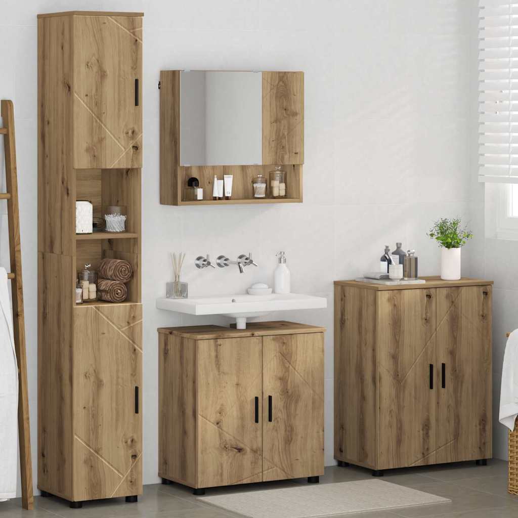 Badezimmermöbel-Set 4 Stk. Artisan-Eiche 61 x 35 x 64 cm