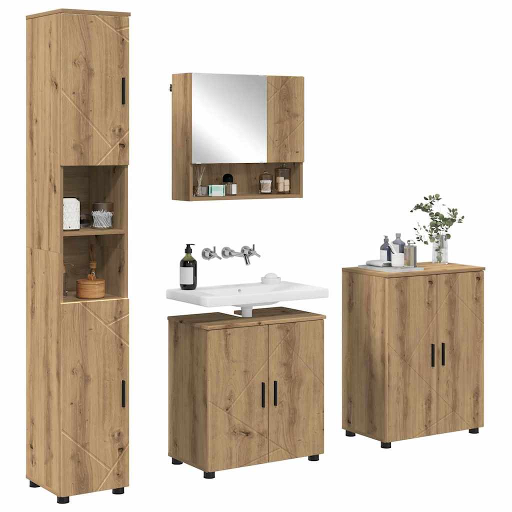 Badezimmermöbel-Set 4 Stk. Artisan-Eiche 61 x 35 x 64 cm