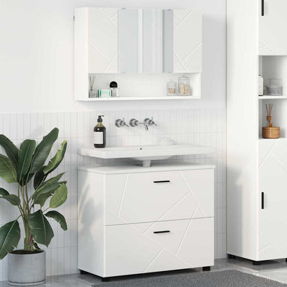 Badezimmermöbel-Set 2 stk. Weiß 76,5 x 35 x 64 cm