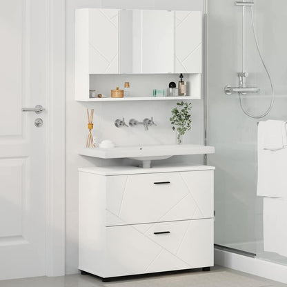 Badezimmermöbel-Set 2 stk. Weiß 76,5 x 35 x 64 cm