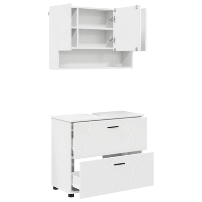 Badezimmermöbel-Set 2 stk. Weiß 76,5 x 35 x 64 cm