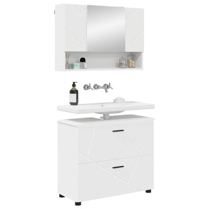 Badezimmermöbel-Set 2 stk. Weiß 76,5 x 35 x 64 cm
