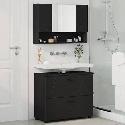 Badezimmermöbel-Set 2 stk. Schwarz 76,5 x 35 x 64 cm