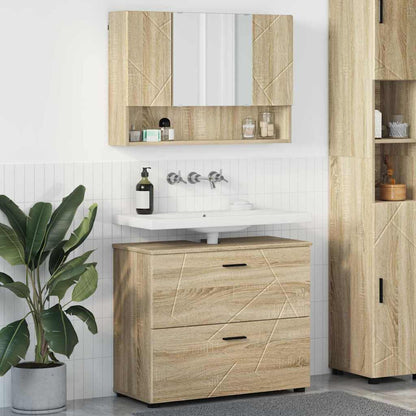 Badezimmermöbel-Set 2 stk. Sonoma-Eiche 76,5 x 35 x 64 cm