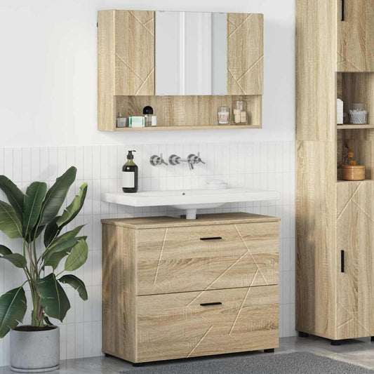 Badezimmermöbel-Set 2 stk. Sonoma-Eiche 76,5 x 35 x 64 cm