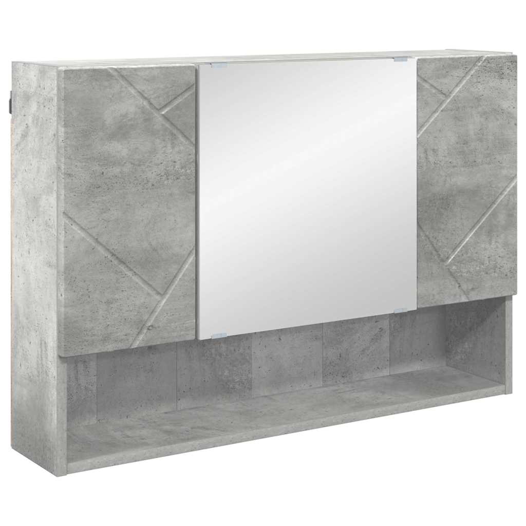 Badezimmermöbel-Set 2 pcs Beton Grau Sperrholz und Metall