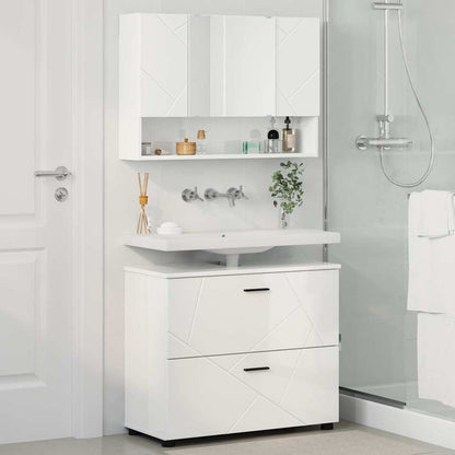 Badezimmermöbel-Set 2 stk. Hochglanz Weiß 76,5 x 35 x 64 cm
