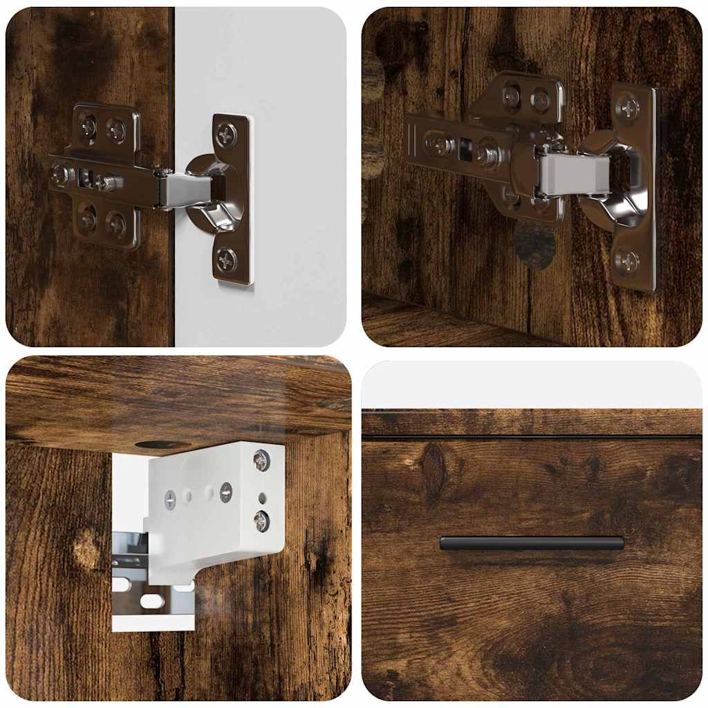 Badezimmermöbel-Set 2 stk. Geräucherte Eiche 76,5 x 35 x 64 cm